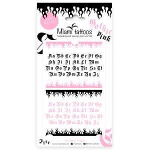Miami Tattoos Слайдер-дизайн Miami Tattoos для ногтей Gothic Pink