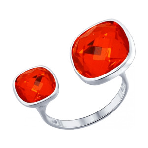 SOKOLOV Кольцо SOKOLOV из серебра с оранжевыми кристаллами Swarovski 94011879