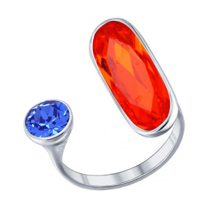 SOKOLOV Кольцо SOKOLOV из серебра с синим и оранжевым кристаллами Swarovski 94011883