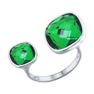 SOKOLOV Кольцо SOKOLOV из серебра с зелеными кристаллами Swarovski 94011880